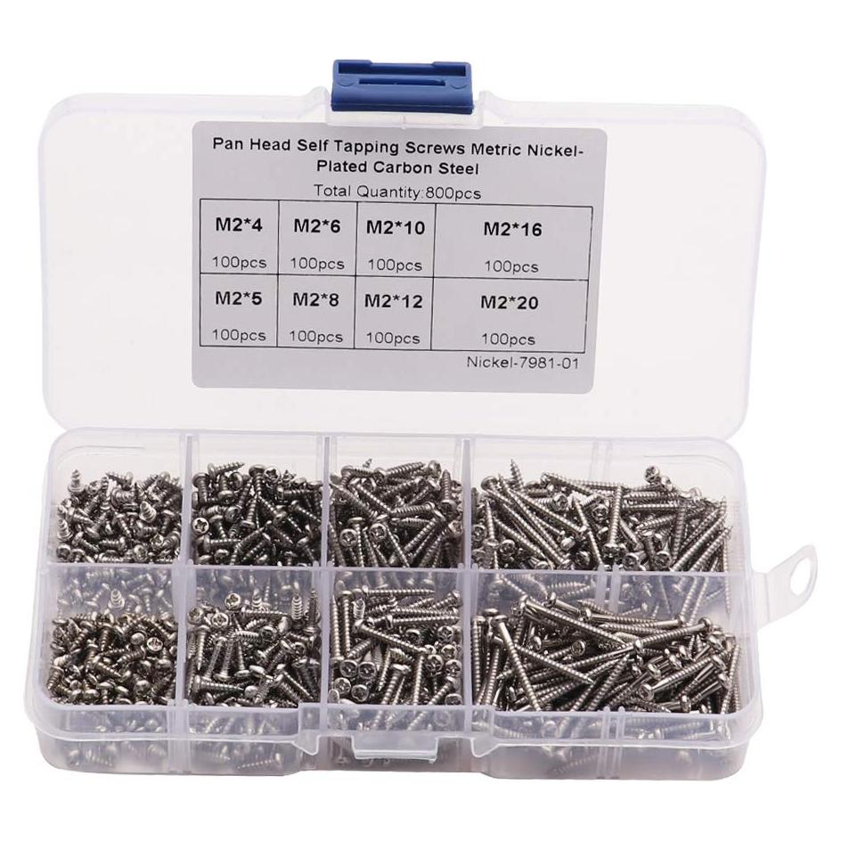 Tornillos Autoperforantes M2 Beikal 800pcs con Caja 4-20mm