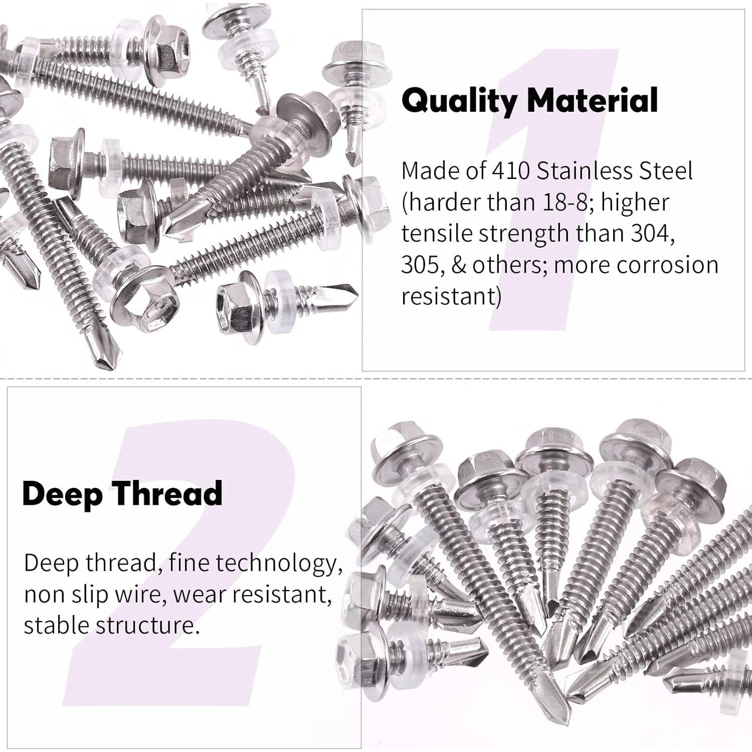 Kit de Tornillos Autoperforantes Swpeet 165Pcs Acero Inoxidable #12