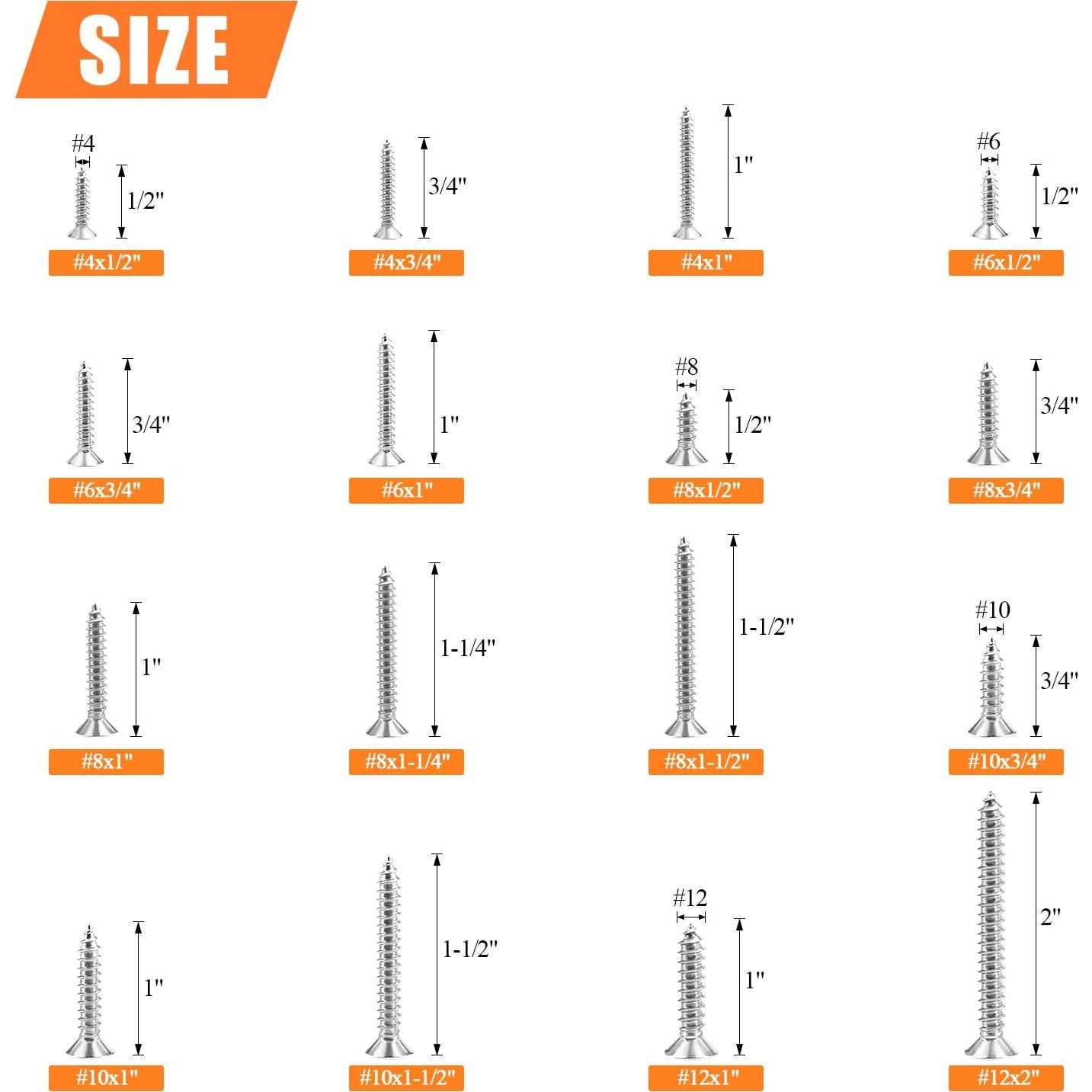 Set de 525 Tornillos de Madera HELIFOUNER Acero Inoxidable