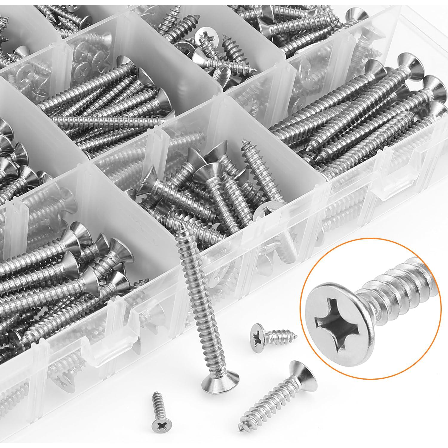 Set de 525 Tornillos de Madera HELIFOUNER Acero Inoxidable