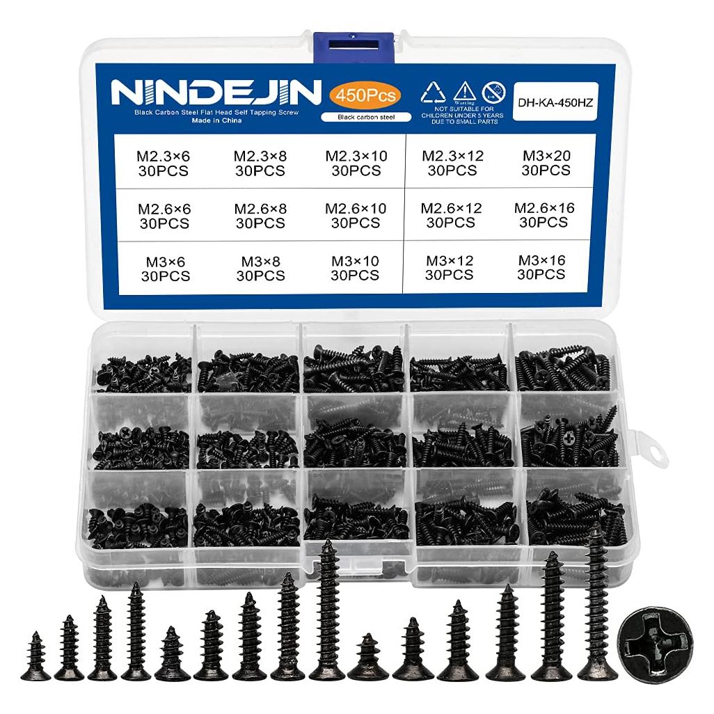 Juego de Tornillos Miniatura NINDEJIN 450 Piezas M2.3 M2.6 M3