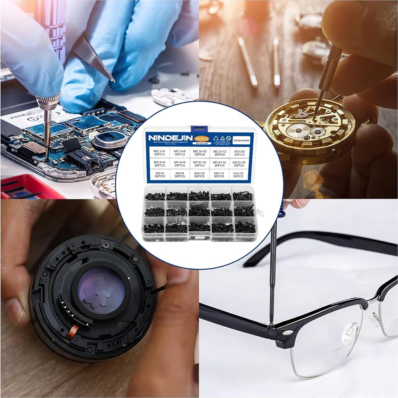 Juego de Tornillos Miniatura NINDEJIN 450 Piezas M2.3 M2.6 M3
