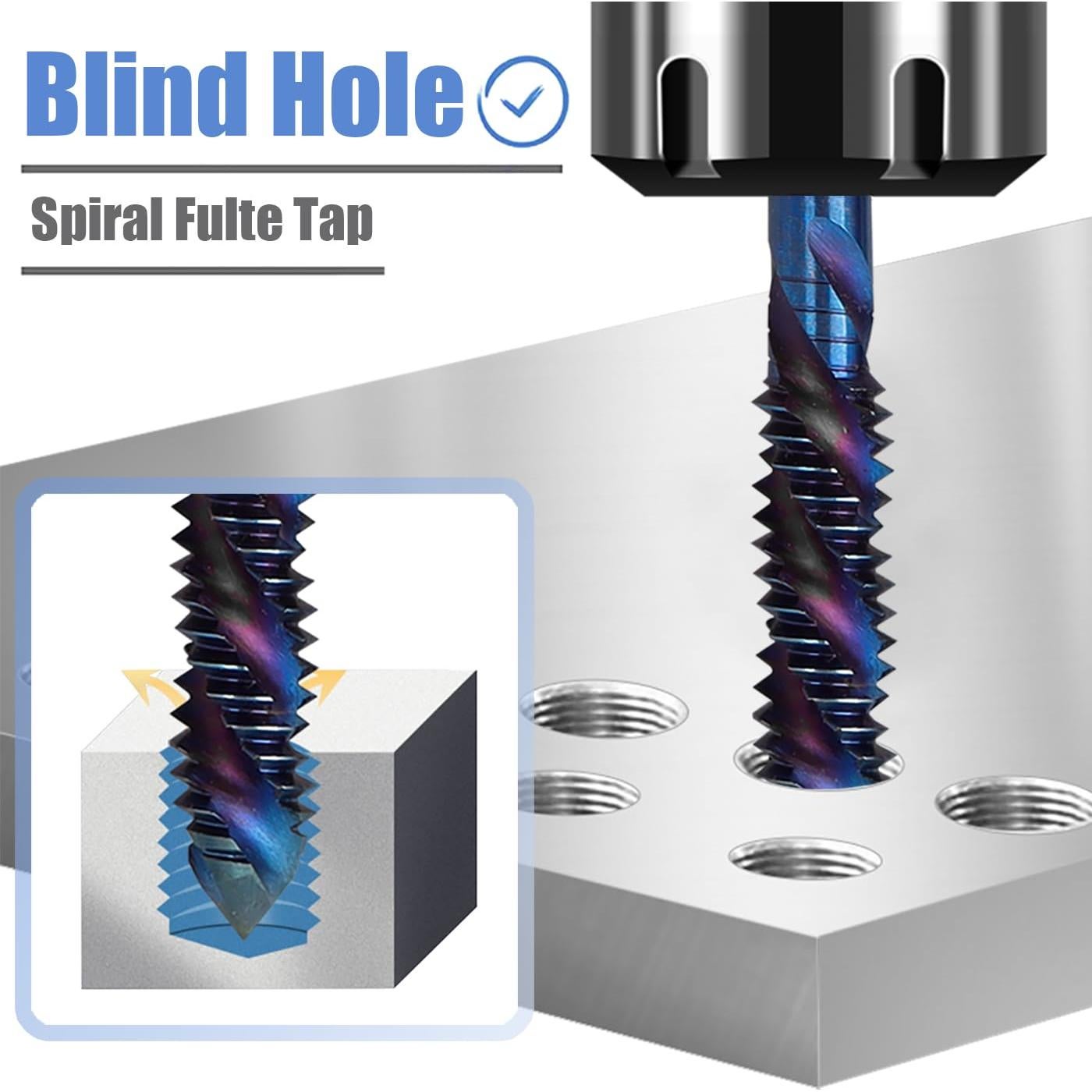 Juego de 6 Brocas de Rosca Espiral HSS Mesee Recubiertas Azul