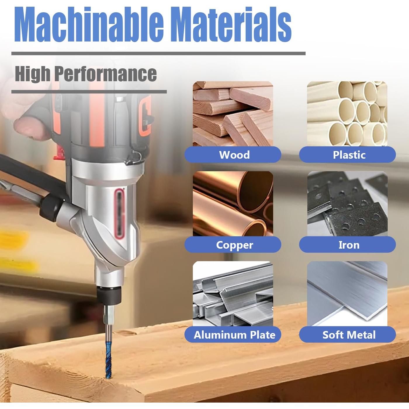 Juego de 6 Brocas de Rosca Espiral HSS Mesee Recubiertas Azul