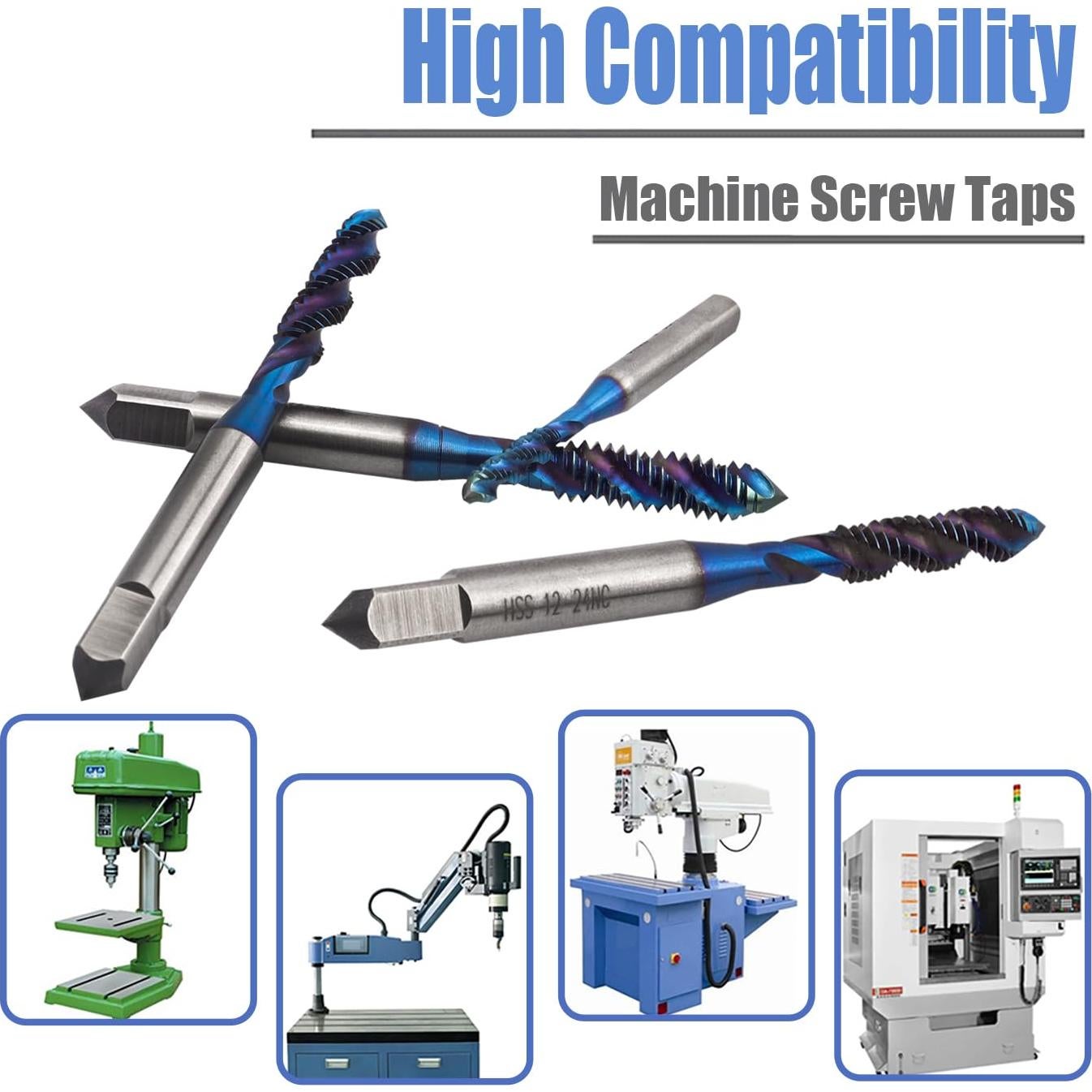 Juego de 6 Brocas de Rosca Espiral HSS Mesee Recubiertas Azul