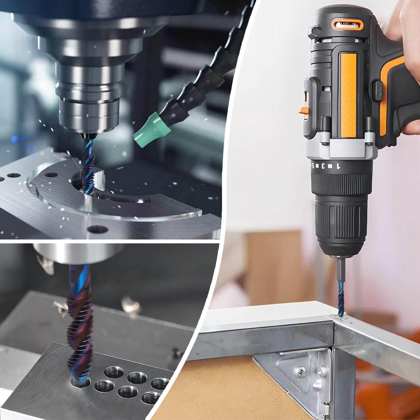 Juego de 6 Brocas de Rosca Espiral HSS Mesee Recubiertas Azul