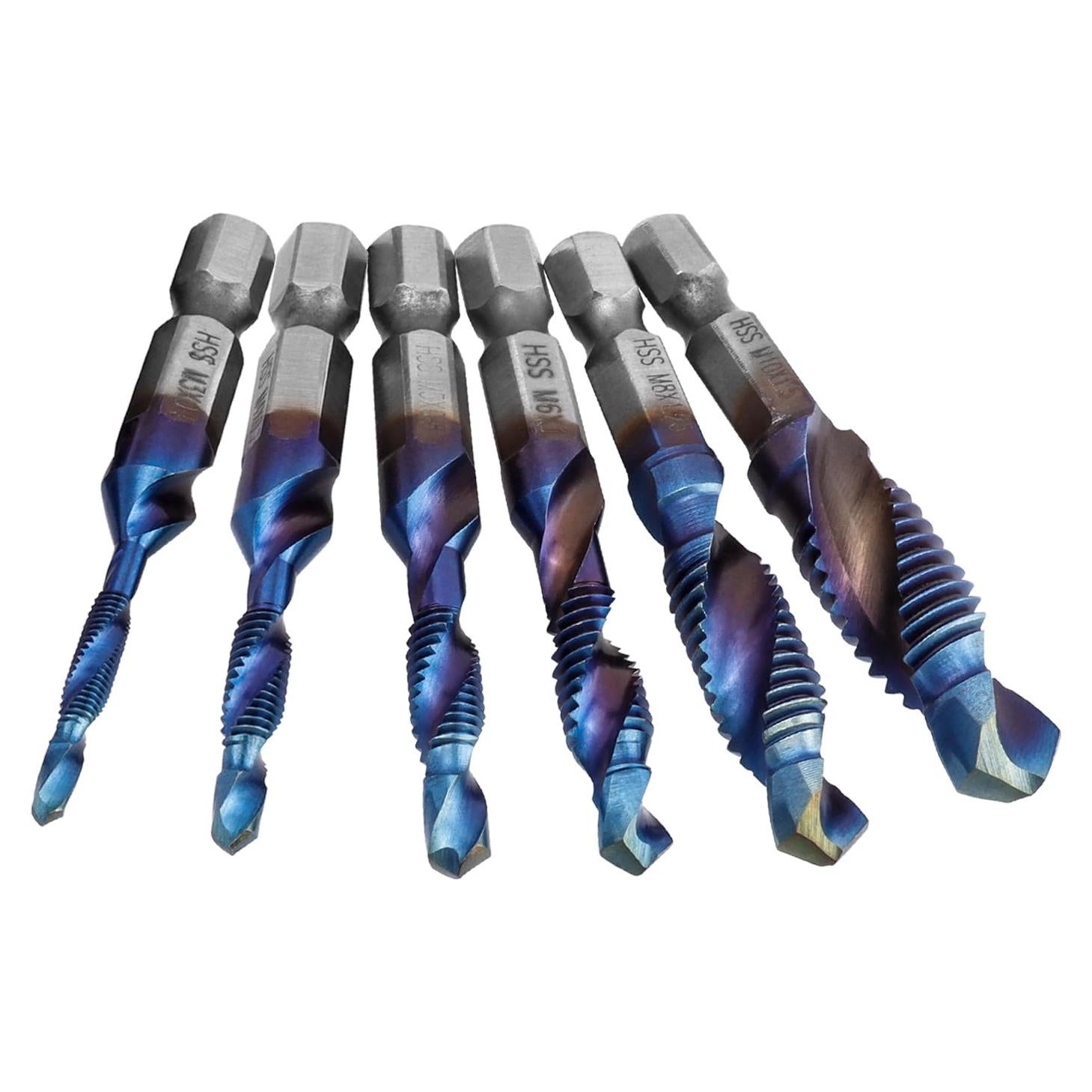 Juego de Brocas de Rosca HSS Mesee 6 Piezas 3 en 1