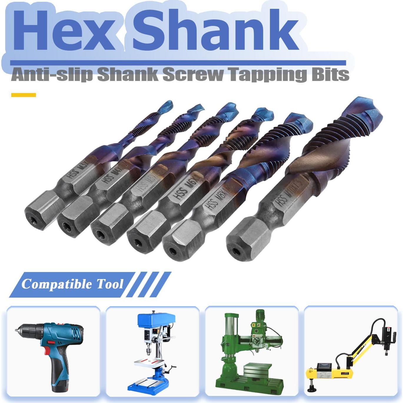 Juego de Brocas de Rosca HSS Mesee 6 Piezas 3 en 1