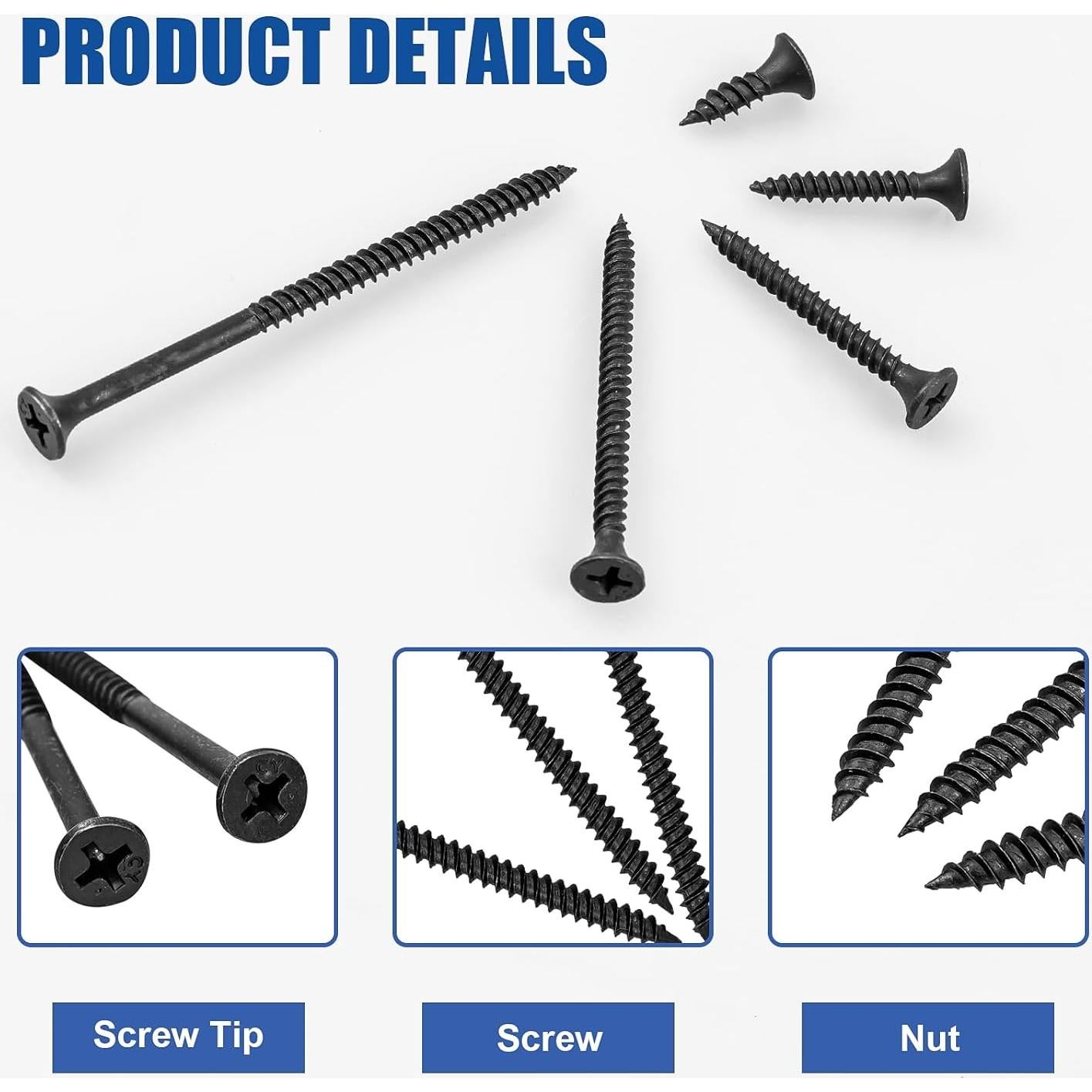 Kit de Tornillos de Madera FVOLREM 168 PCS Acero al Carbono