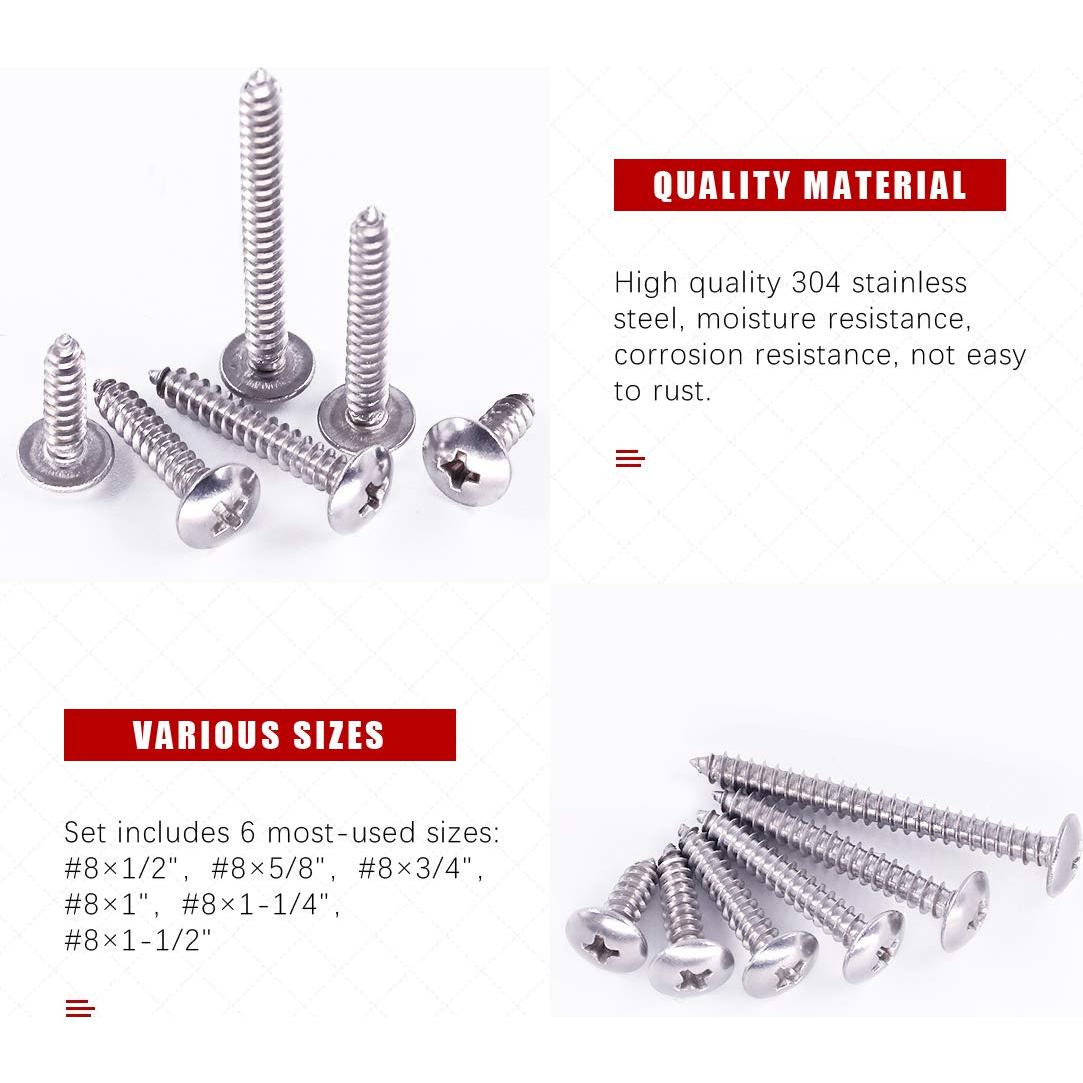 Kit de Tornillos Autoperforantes Hilitchi 240 Pcs Acero Inoxidable