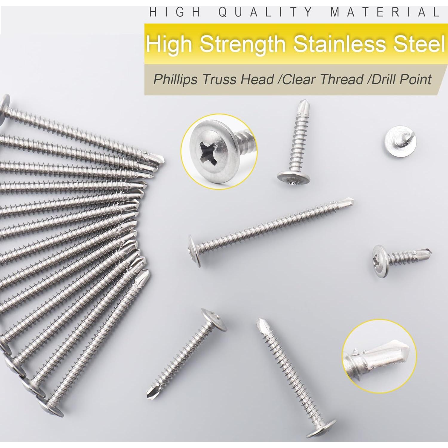 Kit de Tornillos Autoperforantes JEGONFRI 145 pcs Acero Inoxidable