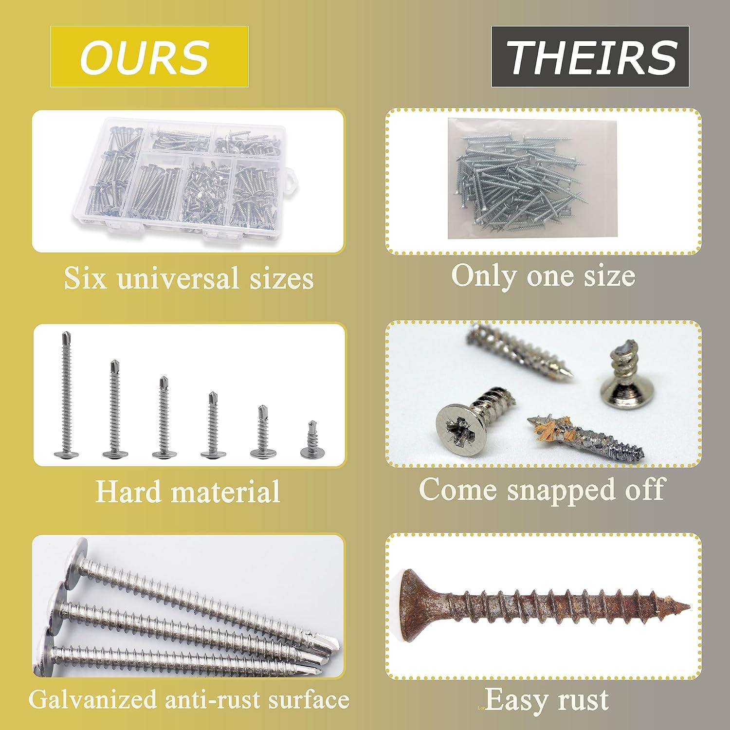 Kit de Tornillos Autoperforantes JEGONFRI 145 pcs Acero Inoxidable