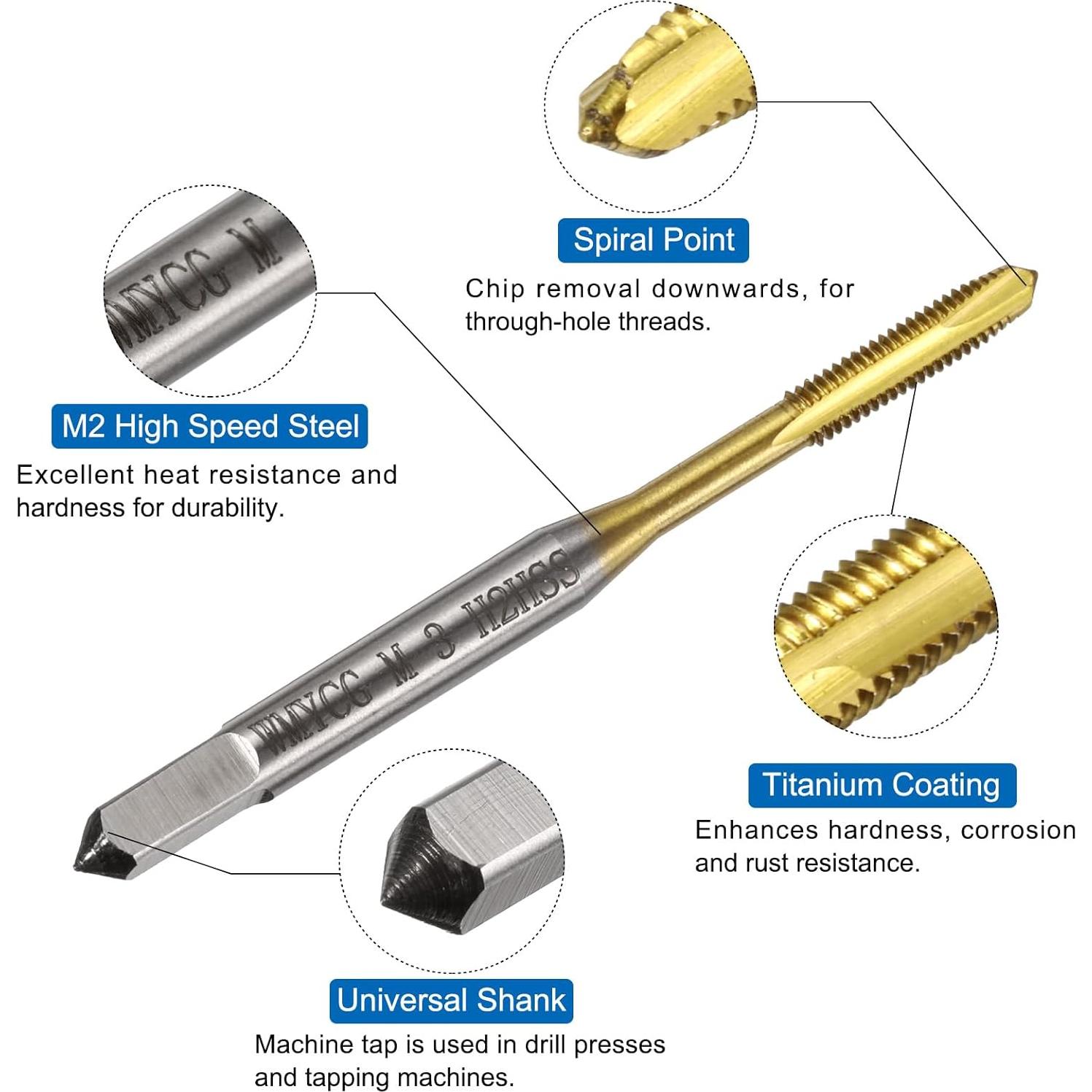 Juego de Brocas y Machos Métricos uxcell M3 x 0.5 y 2.5mm