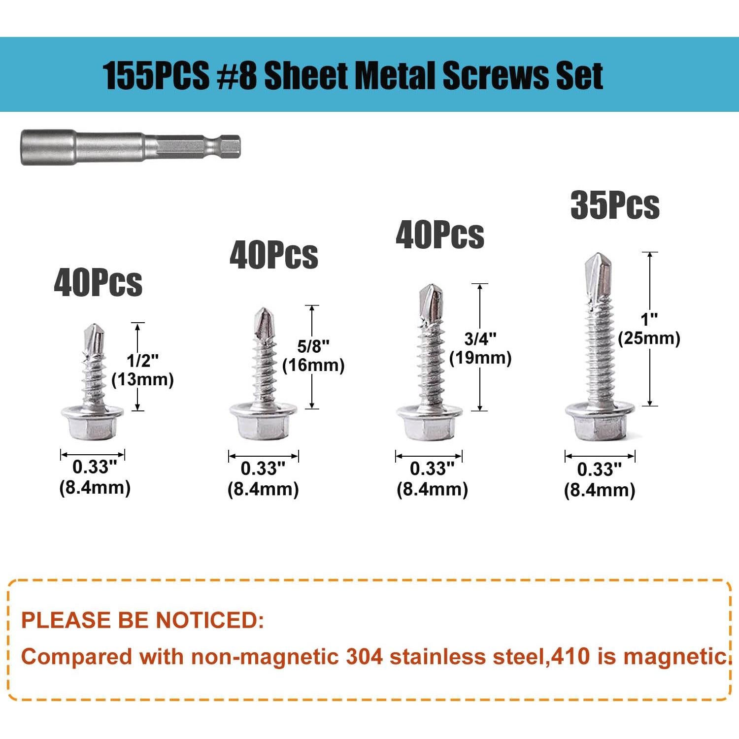 Set de 155 Tornillos de Acero Inoxidable 410 QSJ Cabeza Hexagonal