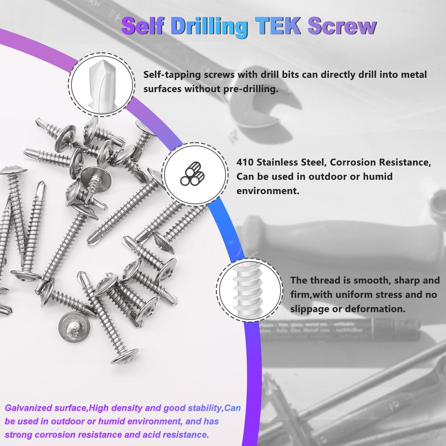 Tornillos Autoperforantes de Acero Inoxidable mxuteuk 440PCS