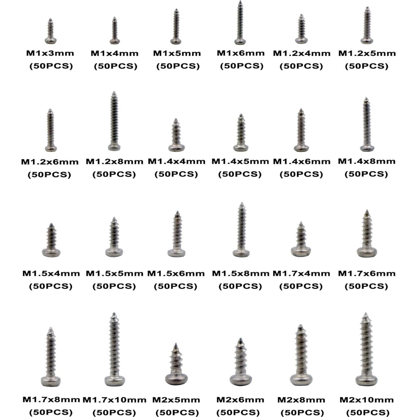 Kit de Surtido de Tornillos Autoperforantes HVAZI 1200PCS