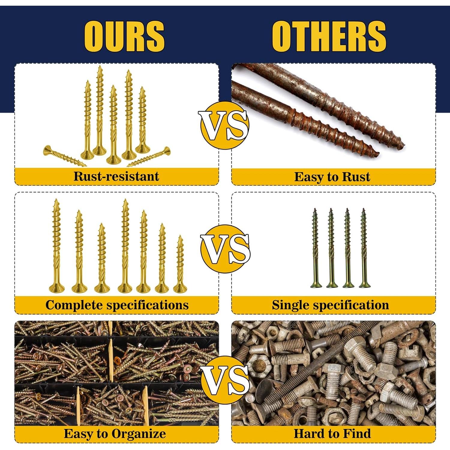 Kit de Tornillos de Madera Bonost 450 Piezas Variados