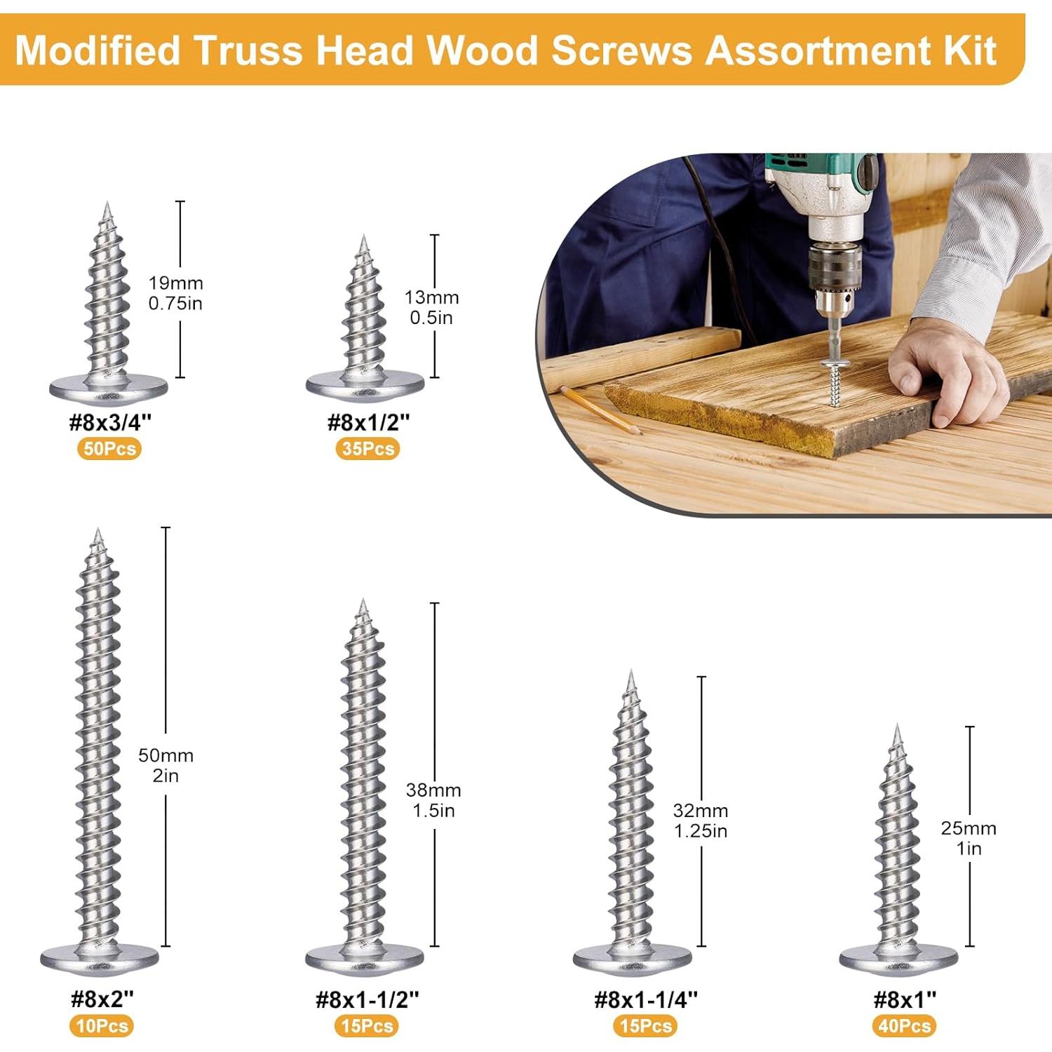 Kit de Tornillos Autoperforantes VGBUY 165 Pcs #8 Acero Inoxidable