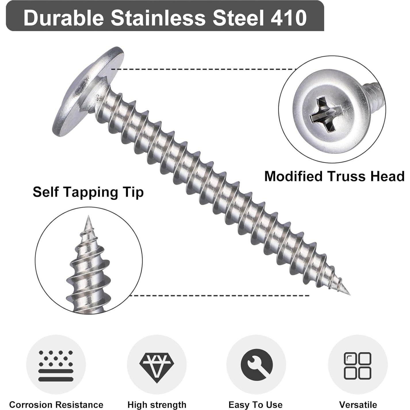 Kit de Tornillos Autoperforantes VGBUY 165 Pcs #8 Acero Inoxidable