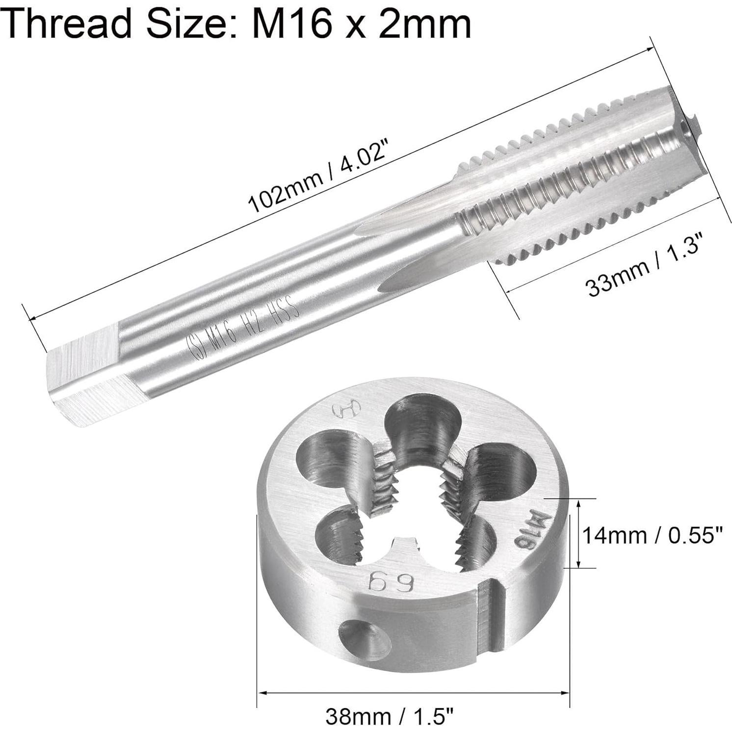Juego de Machos y Matrices uxcell M16 x 2mm para Roscas