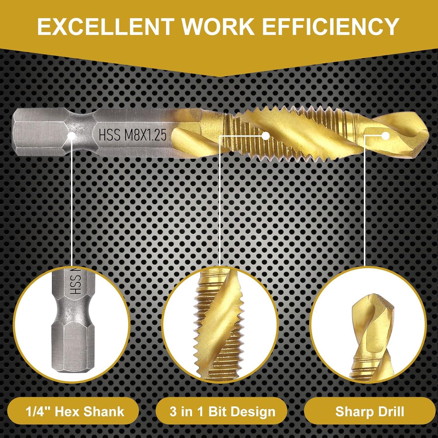 Juego de Brocas y Machos Valkynos 13 Piezas SAE y Métricas