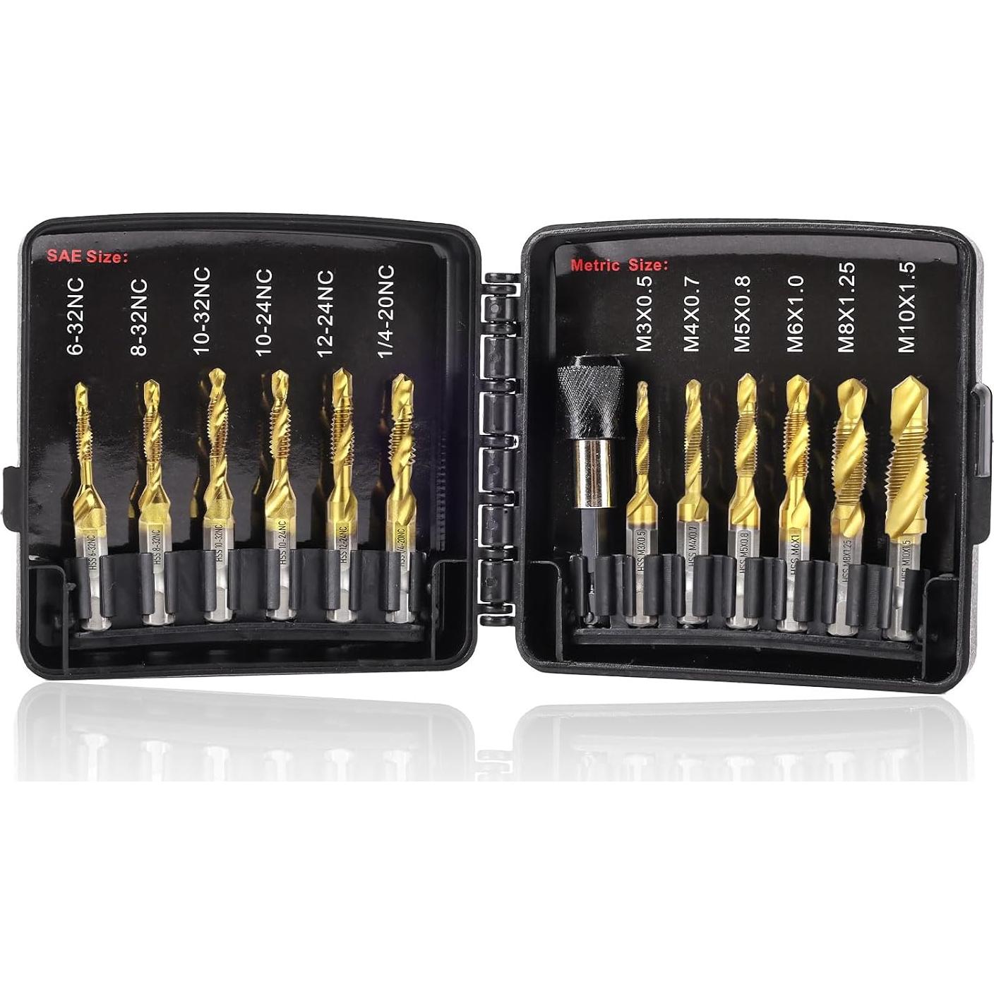 Juego de Brocas y Machos Valkynos 13 Piezas SAE y Métricas