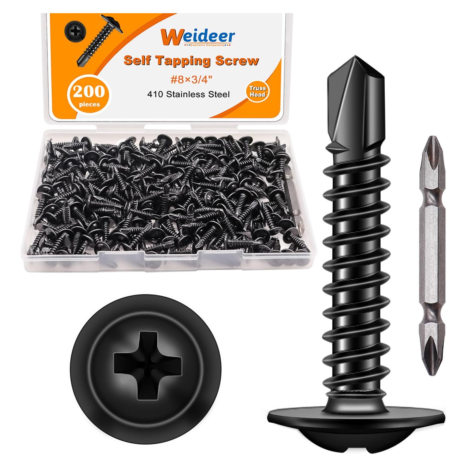 Tornillos Autoperforantes Weideer 200pcs #8x19mm Acero Inoxidable