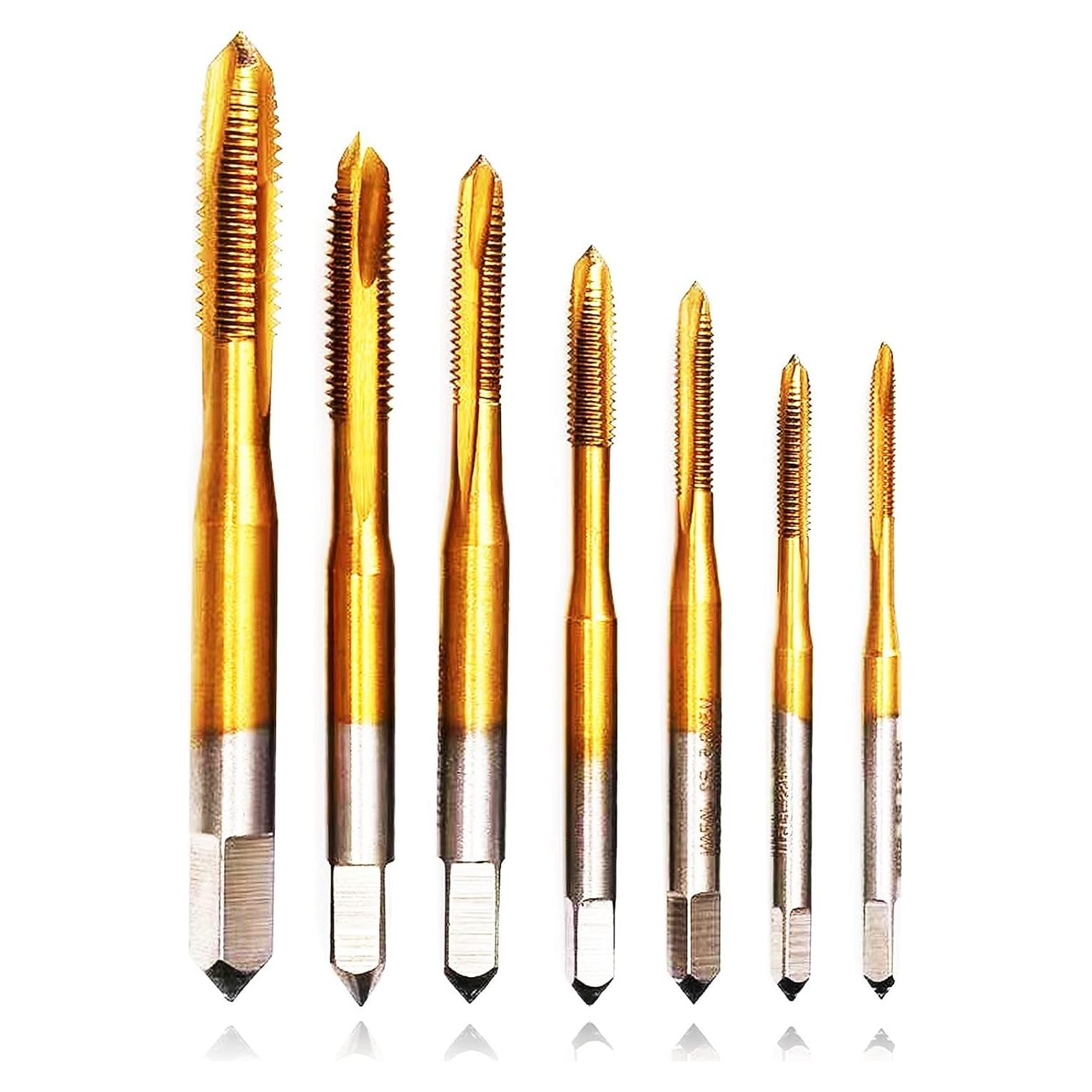 Juego de Machos Métricos 7 PCS HSS6542 Punta Espiral Titanio