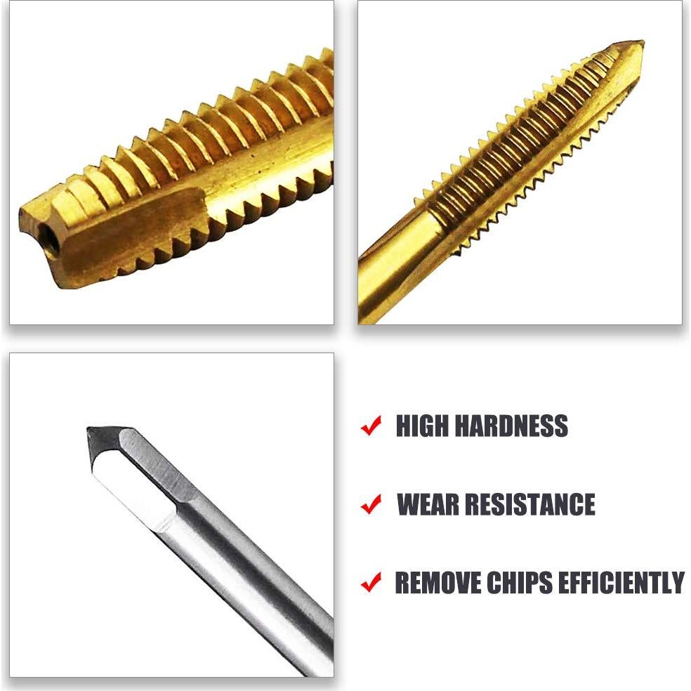Juego de Machos Métricos 7 PCS HSS6542 Punta Espiral Titanio