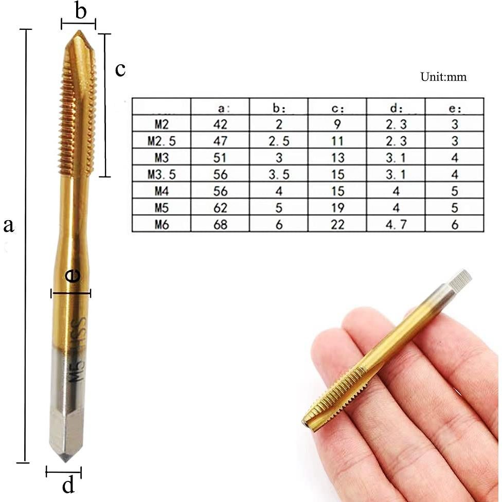 Juego de Machos Métricos 7 PCS HSS6542 Punta Espiral Titanio