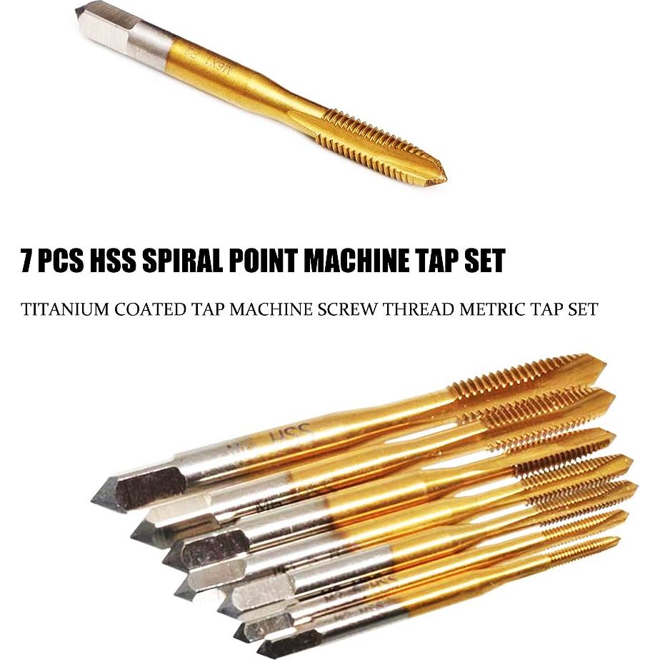 Juego de Machos Métricos 7 PCS HSS6542 Punta Espiral Titanio