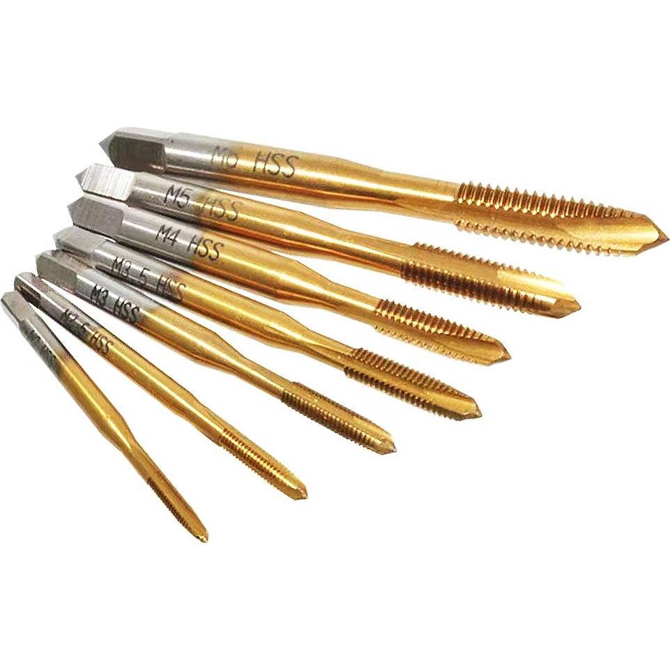 Juego de Machos Métricos 7 PCS HSS6542 Punta Espiral Titanio