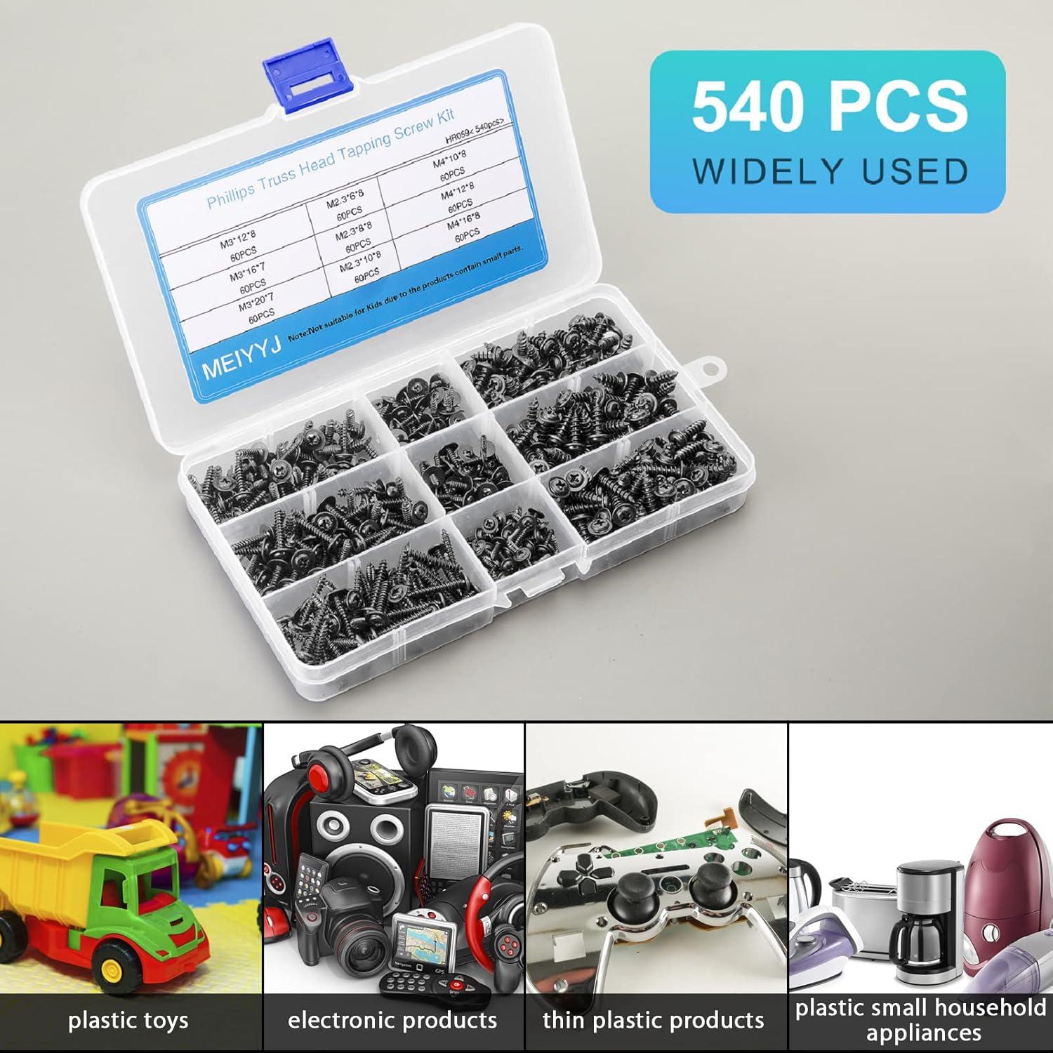 Kit de Tornillos Autoperforantes Phillips M2.3 M3 M4 540pcs