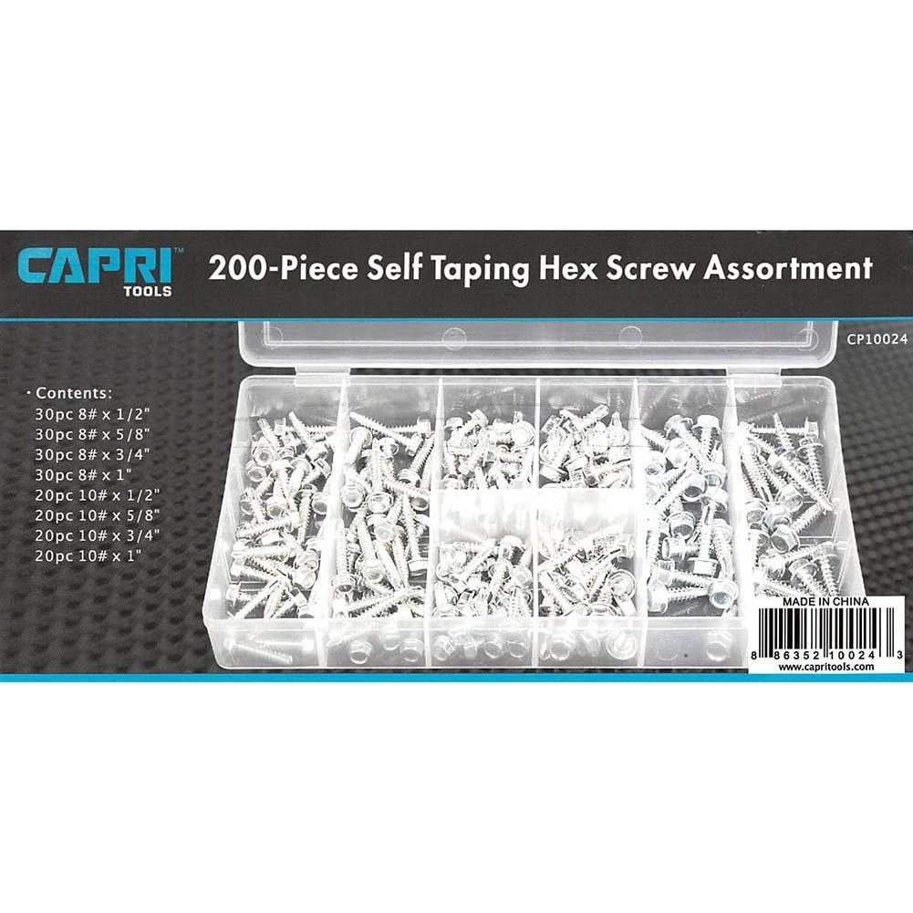Asortimento de Tornillos Autoperforantes Capri Tools 200 Pzas