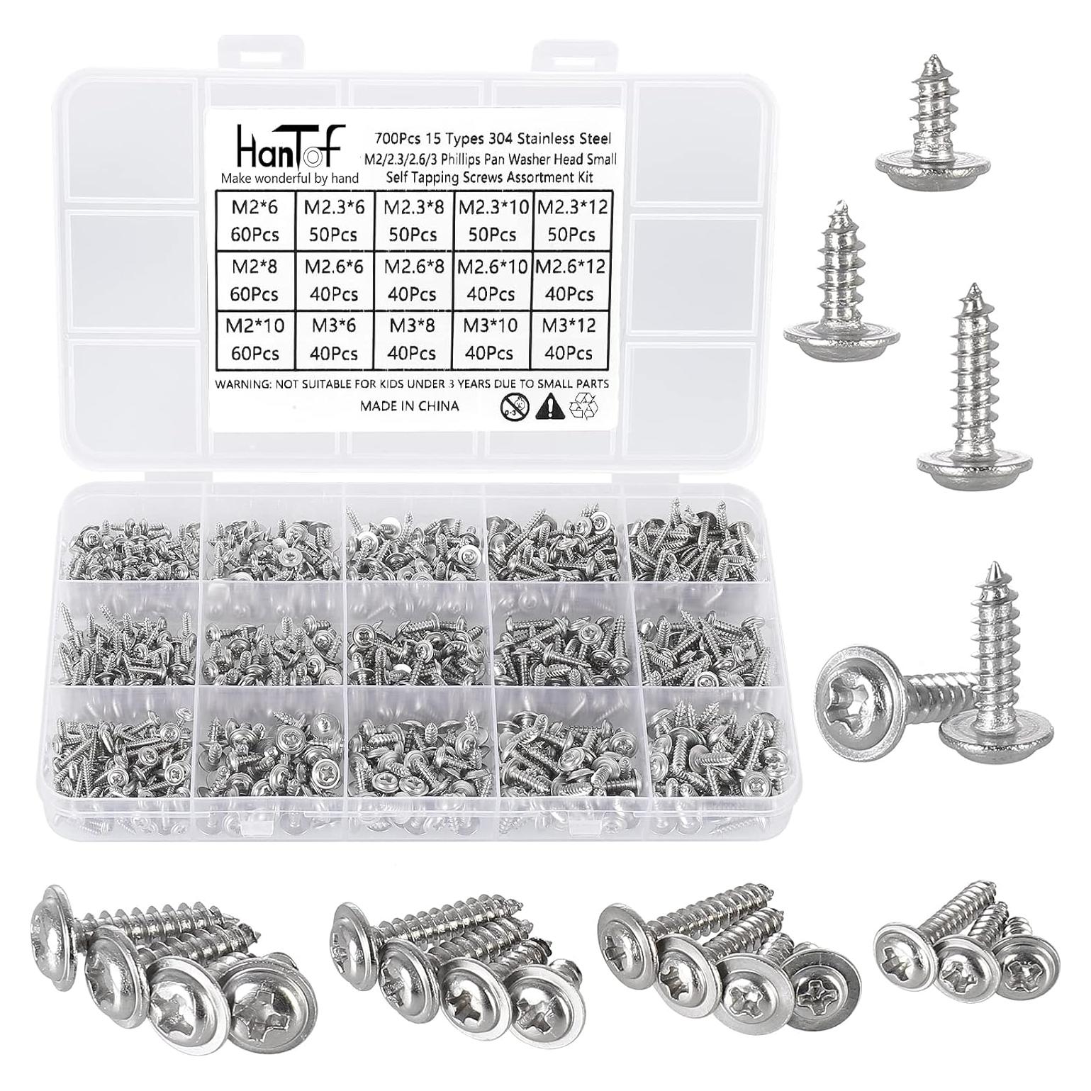 700 Tornillos Phillips con Arandela Autoperforantes Acero Inoxidable 304