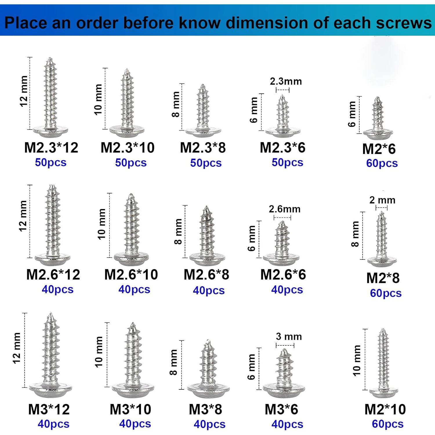 700 Tornillos Phillips con Arandela Autoperforantes Acero Inoxidable 304