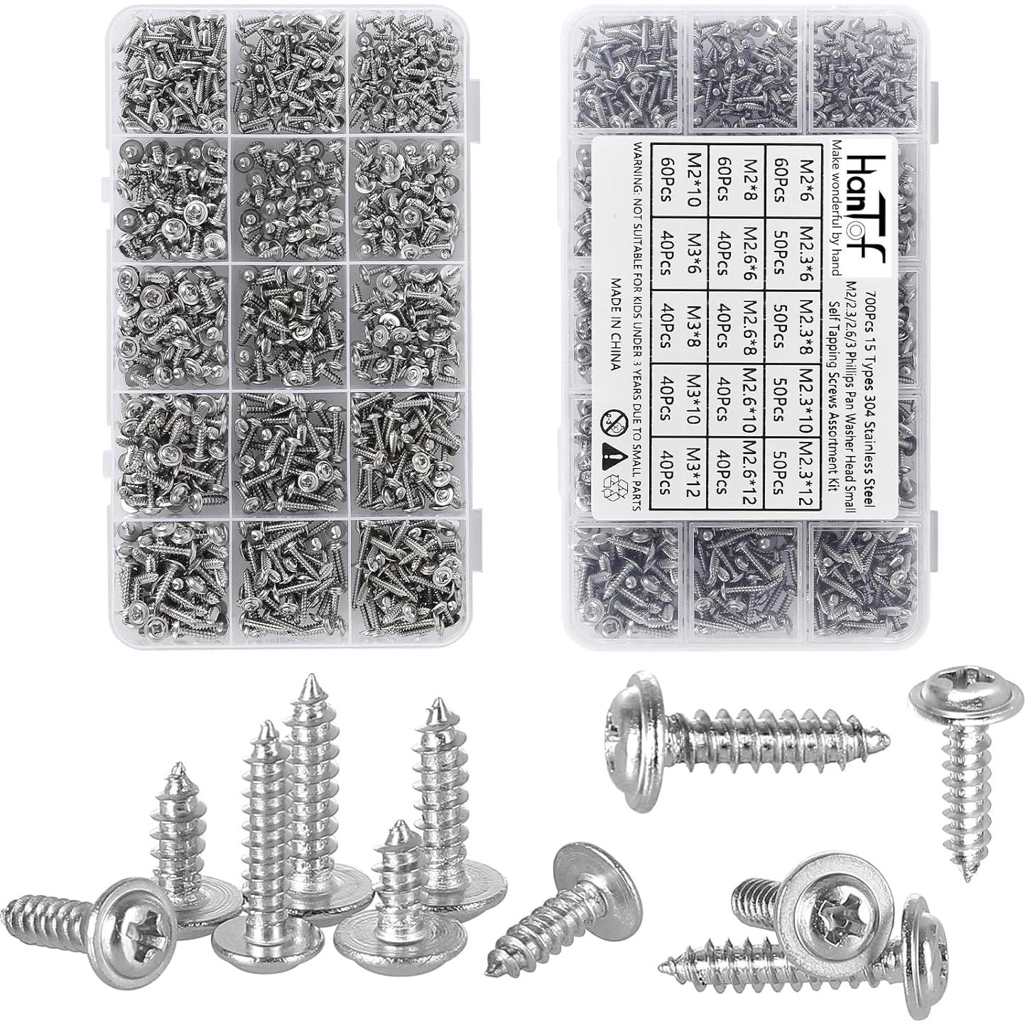 700 Tornillos Phillips con Arandela Autoperforantes Acero Inoxidable 304