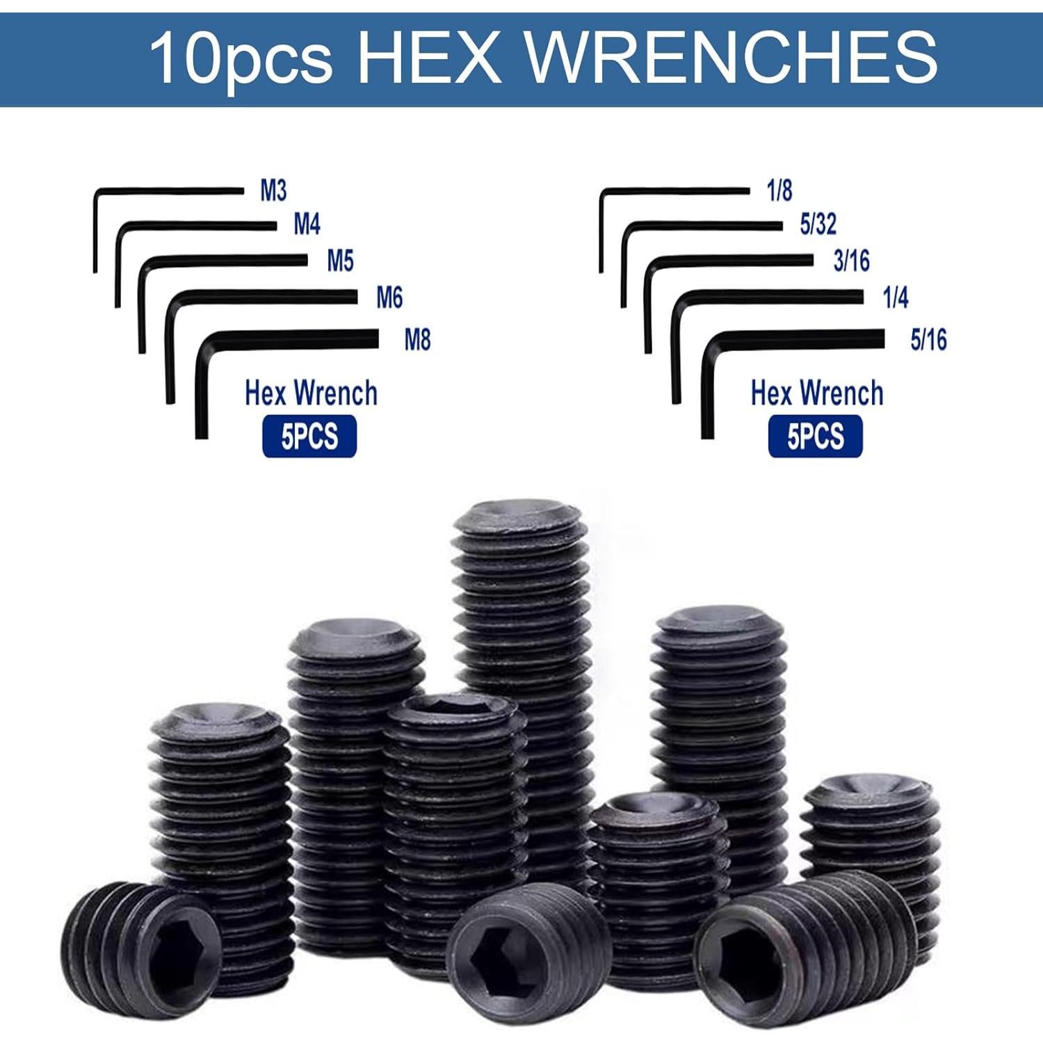 Kit de Tornillos Allen 830 Pcs Metrico + SAE Zuorery