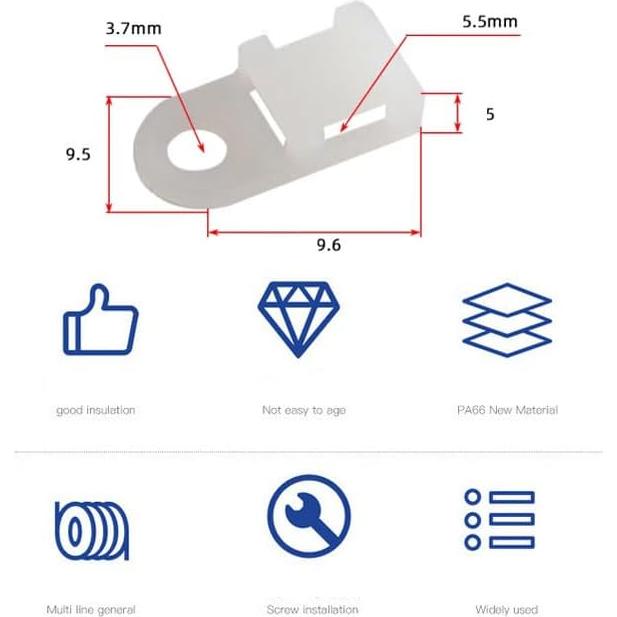 Juego de Soportes para Cables Lhazemu 120 Piezas Nylon Blanco