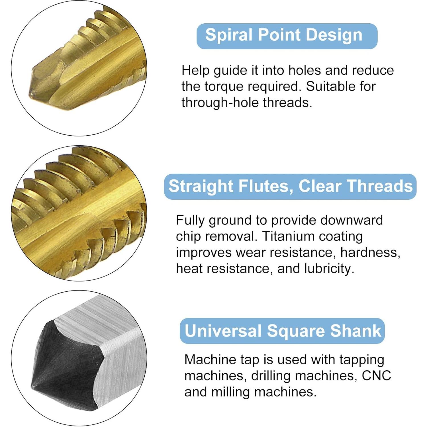 Juego de 7 Brocas de Rosca Metrica uxcell Acero Rápido 6542