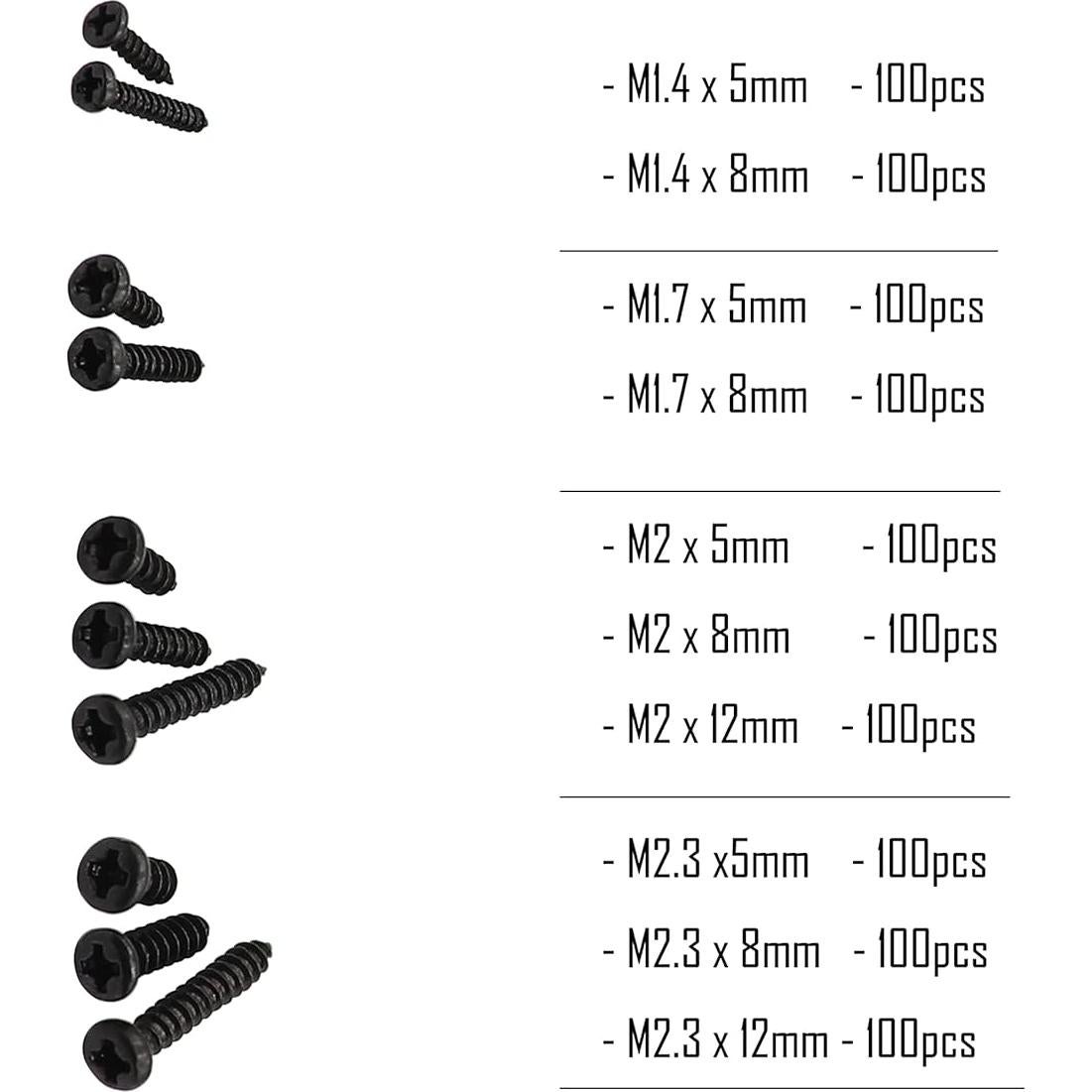 Kit de Tornillos Autoperforantes LBY 1000pcs Acero Negro