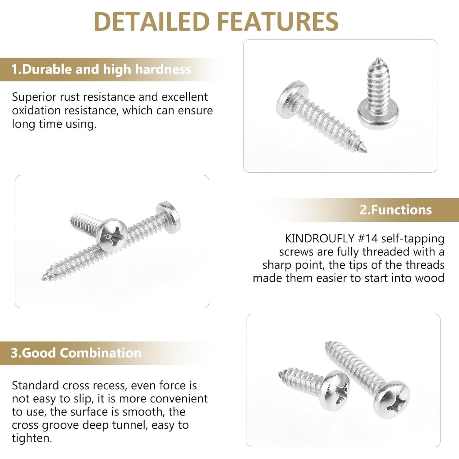 Kit 50 Tornillos Autoperforantes #14 Kindroufly Acero Inoxidable