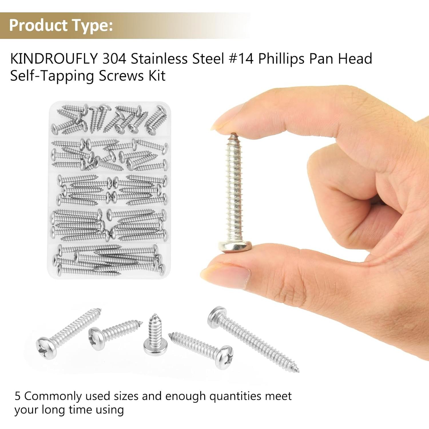 Kit 50 Tornillos Autoperforantes #14 Kindroufly Acero Inoxidable