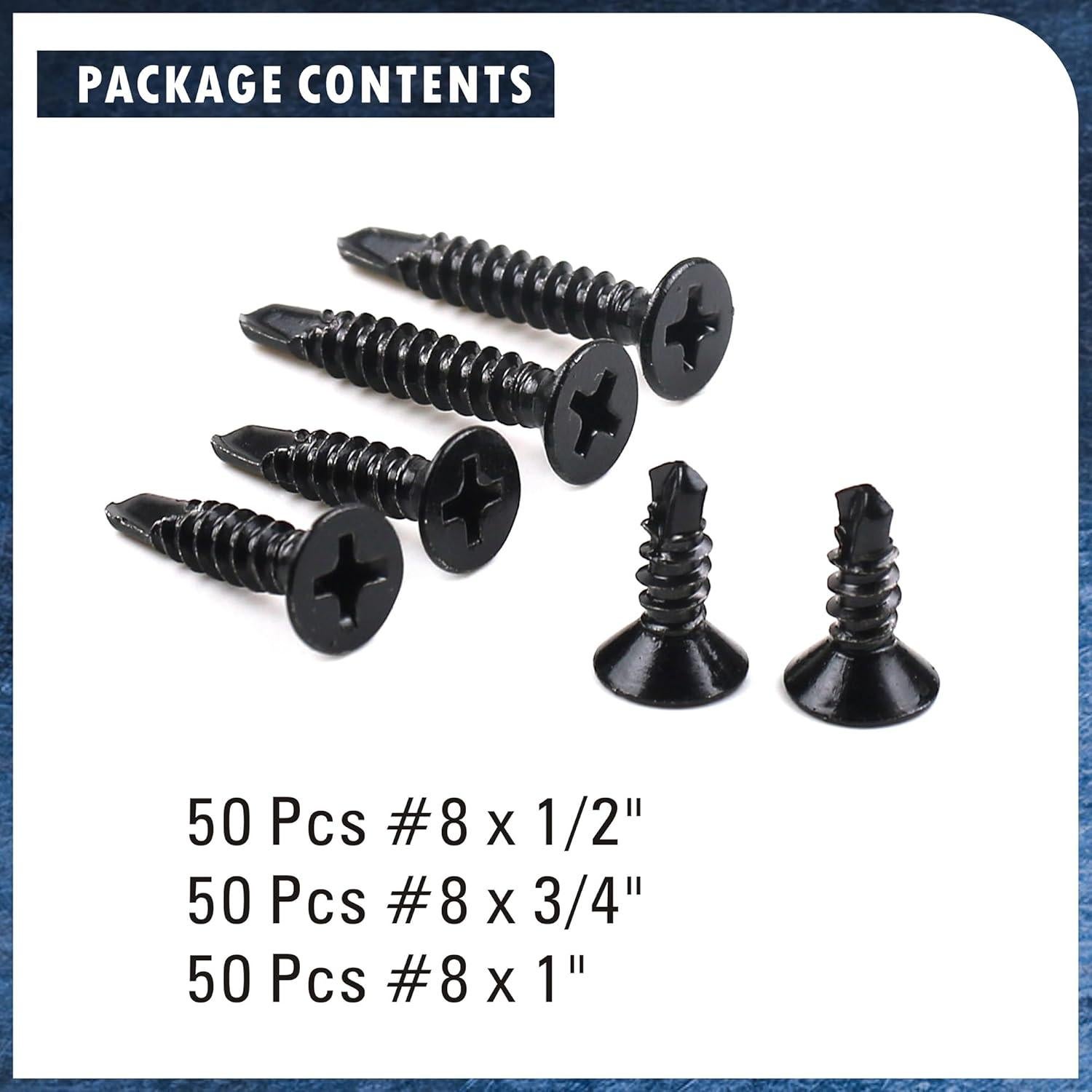 Kit de Tornillos Autoperforantes MateOne Acero Inoxidable 410 150 PCS