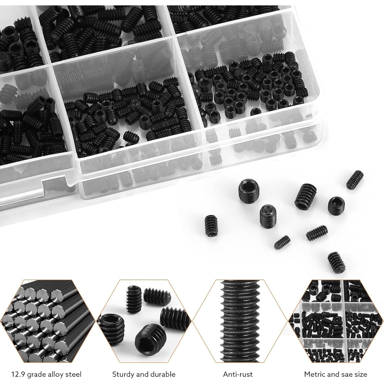 Kit de Tornillos de Fijación 1400 Piezas Hapric Métrico y SAE