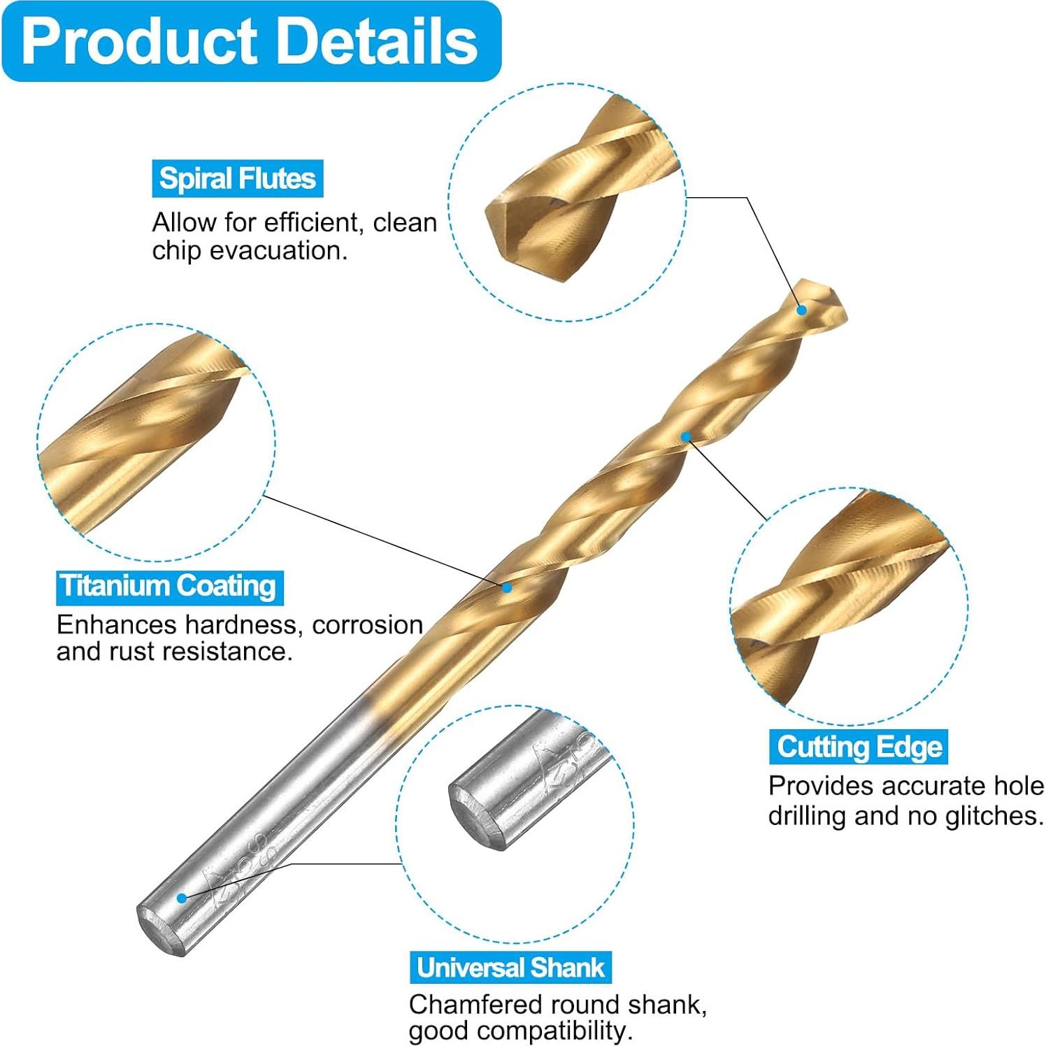 Juego de Brocas y Machos uxcell HSS-6542 Titanio 5/16-36 UNS