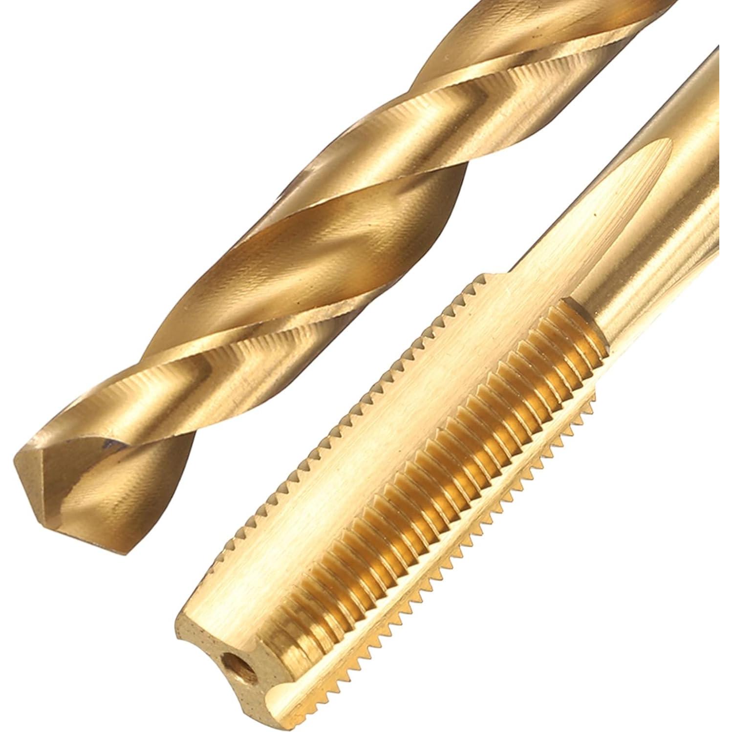 Juego de Brocas y Machos uxcell HSS-6542 Titanio 5/16-36 UNS