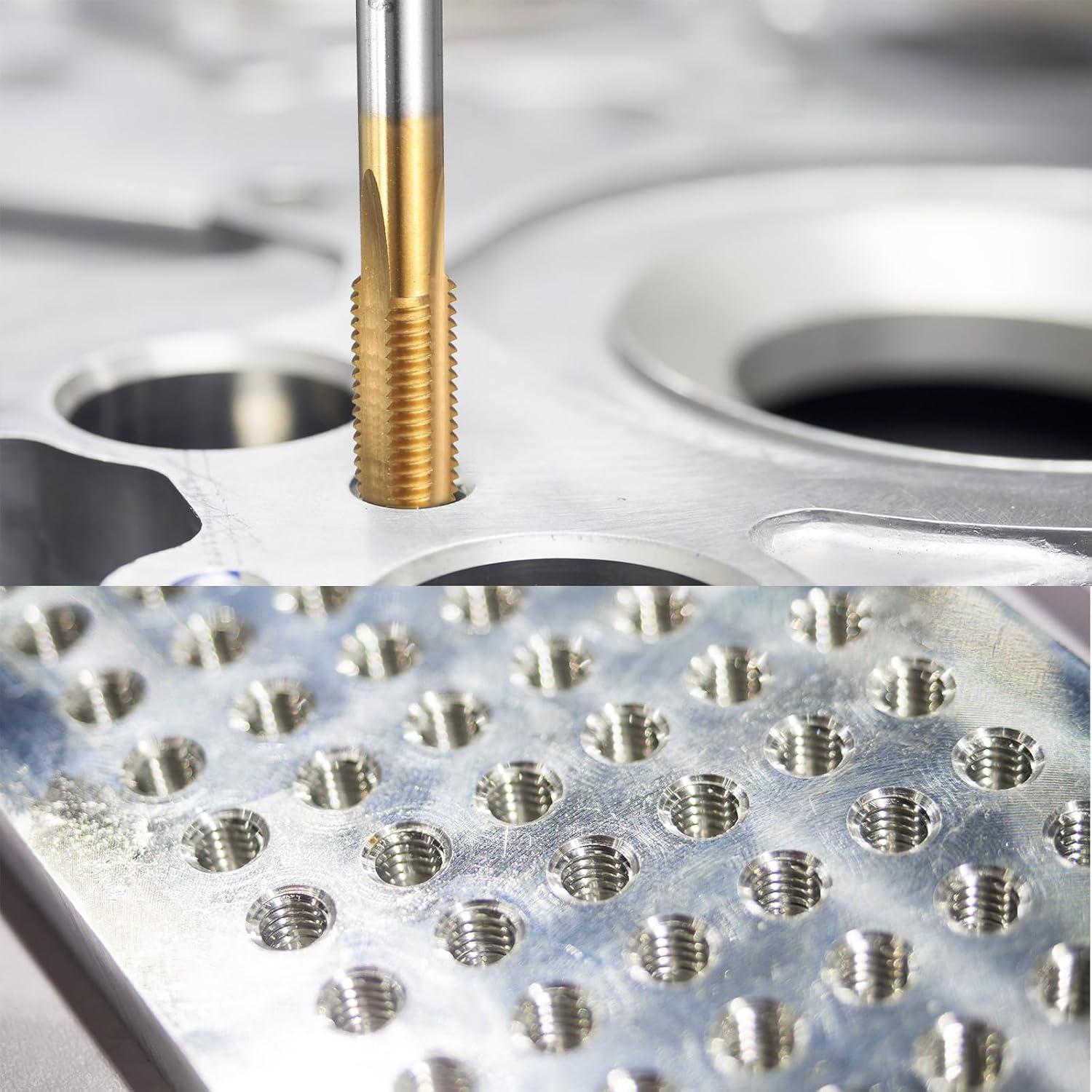 Juego de Brocas y Machos uxcell HSS-6542 Titanio 5/16-36 UNS