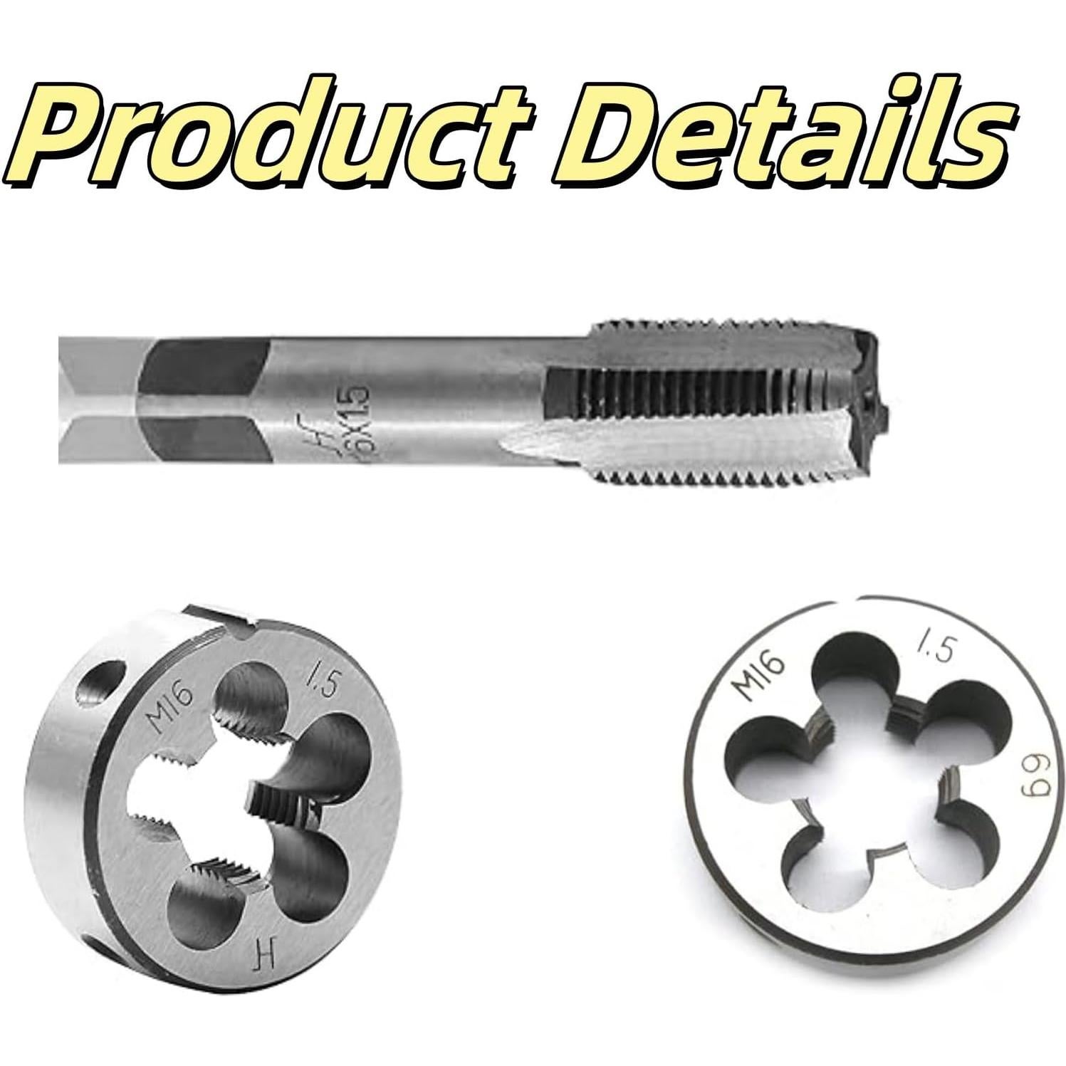 Juego de Machos y Matrices M16 x 1.5mm Haokixin - 3 Piezas