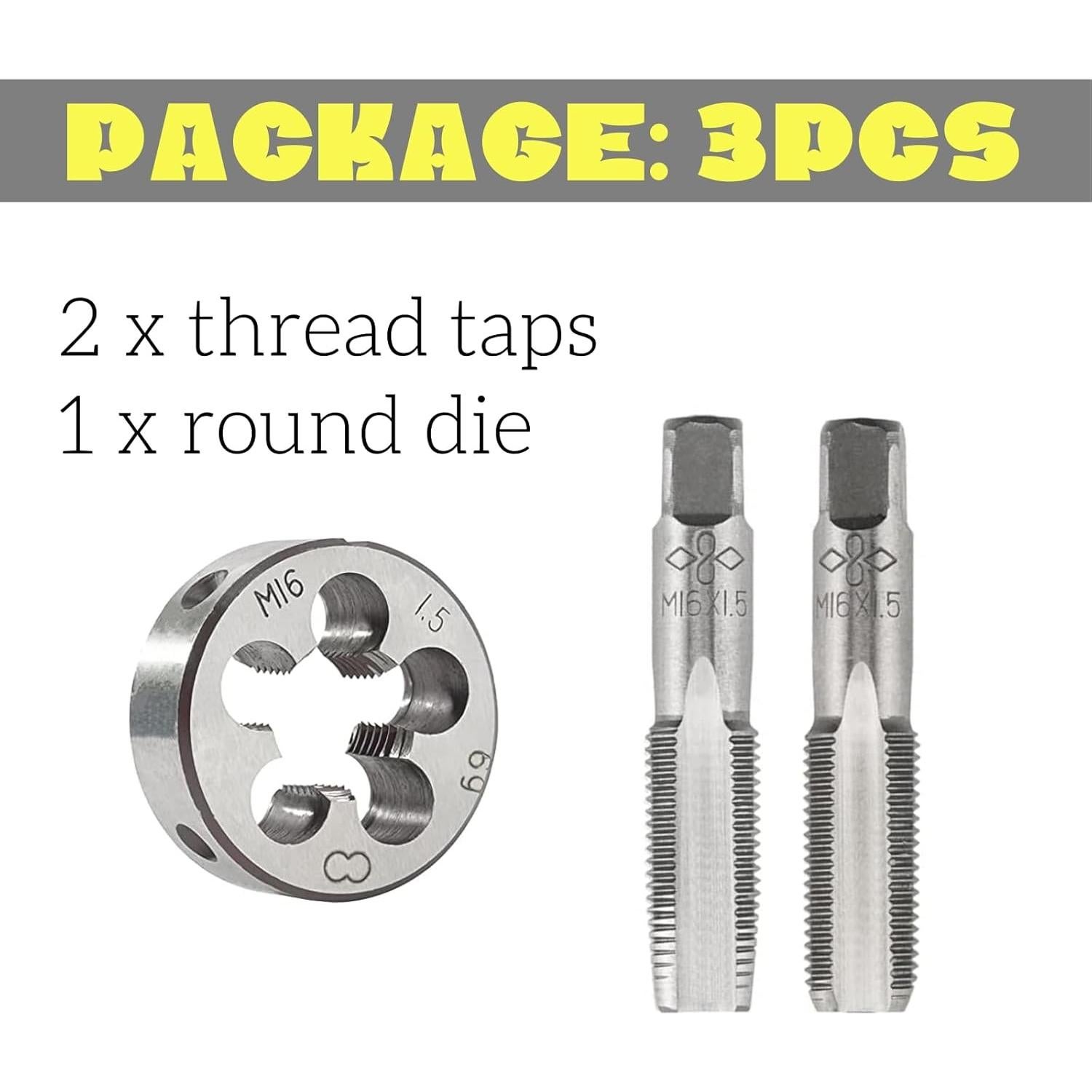 Juego de Machos y Matrices M16 x 1.5mm Haokixin - 3 Piezas